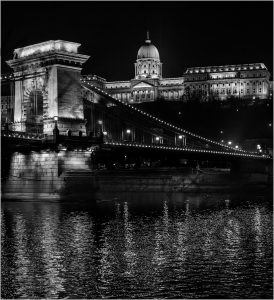 257 Andrea Swenson_Night Photography SALON MONOCHROME_Budapest Lit Up_Honorable Mention